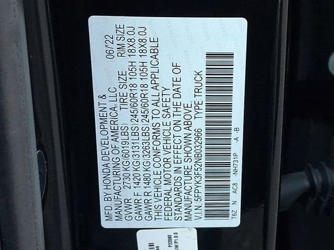 Used 2022 Honda Ridgeline RTL image 27