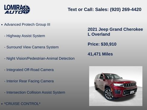 Used 2021 Jeep Grand Cherokee L Overland w/ Advanced Protech Group III AWD/4WD image 21