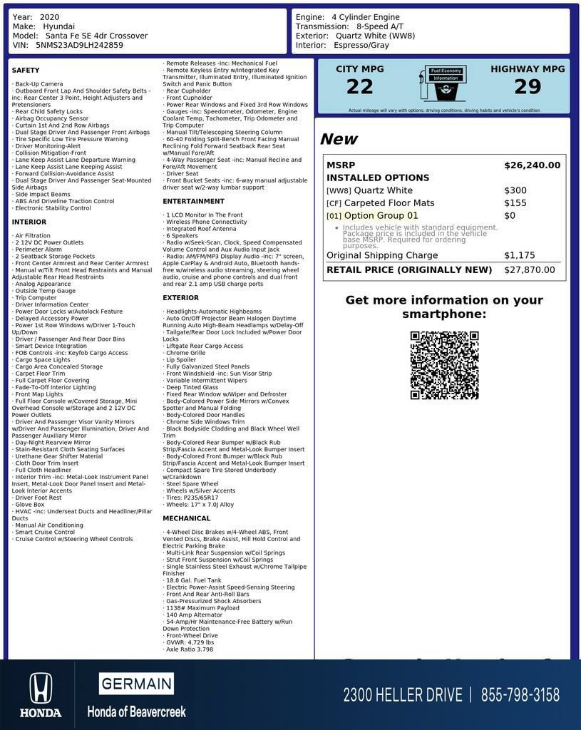 Used 2020 Hyundai Santa Fe SE FWD image 31