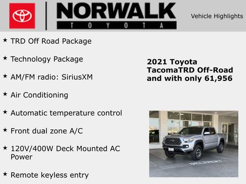 Certified 2021 Toyota Tacoma TRD Off-Road w/ Technology Package image 10
