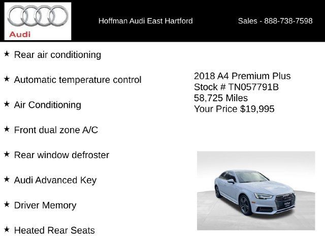 Used 2018 Audi A4 2.0T Premium Plus w/ Premium Plus Package AWD/4WD image 29