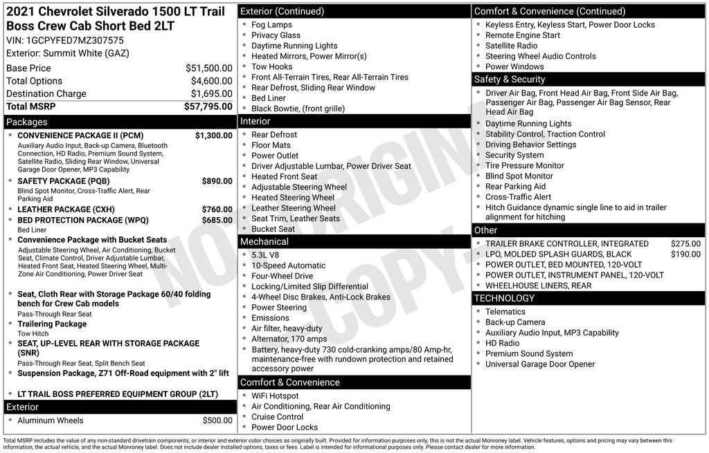 Used 2021 Chevrolet Silverado 1500 LT Trail Boss w/ Convenience Package II AWD/4WD image 6