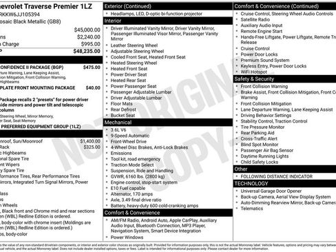 Used 2018 Chevrolet Traverse Premier w/ Driver Confidence II Package image 6