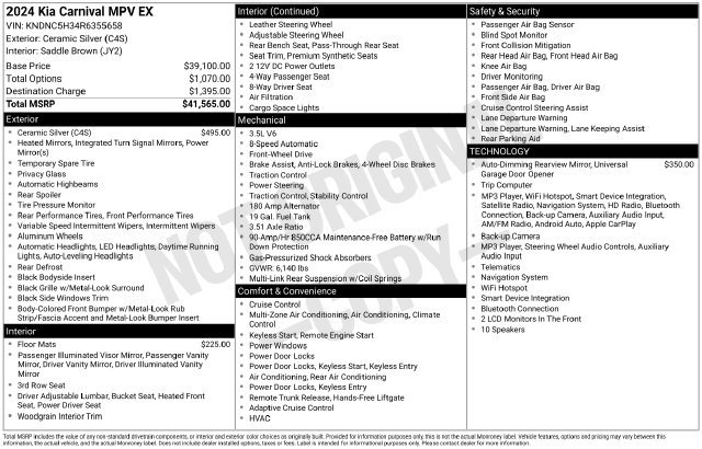 Used 2024 Kia Carnival EX FWD image 2