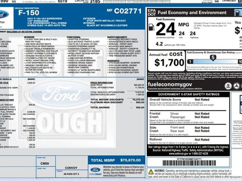 Used 2021 Ford F150 Platinum w/ Equipment Group 701A High image 9