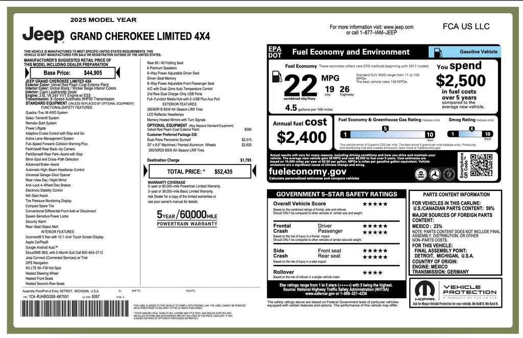 Certified 2025 Jeep Grand Cherokee Limited AWD/4WD image 7
