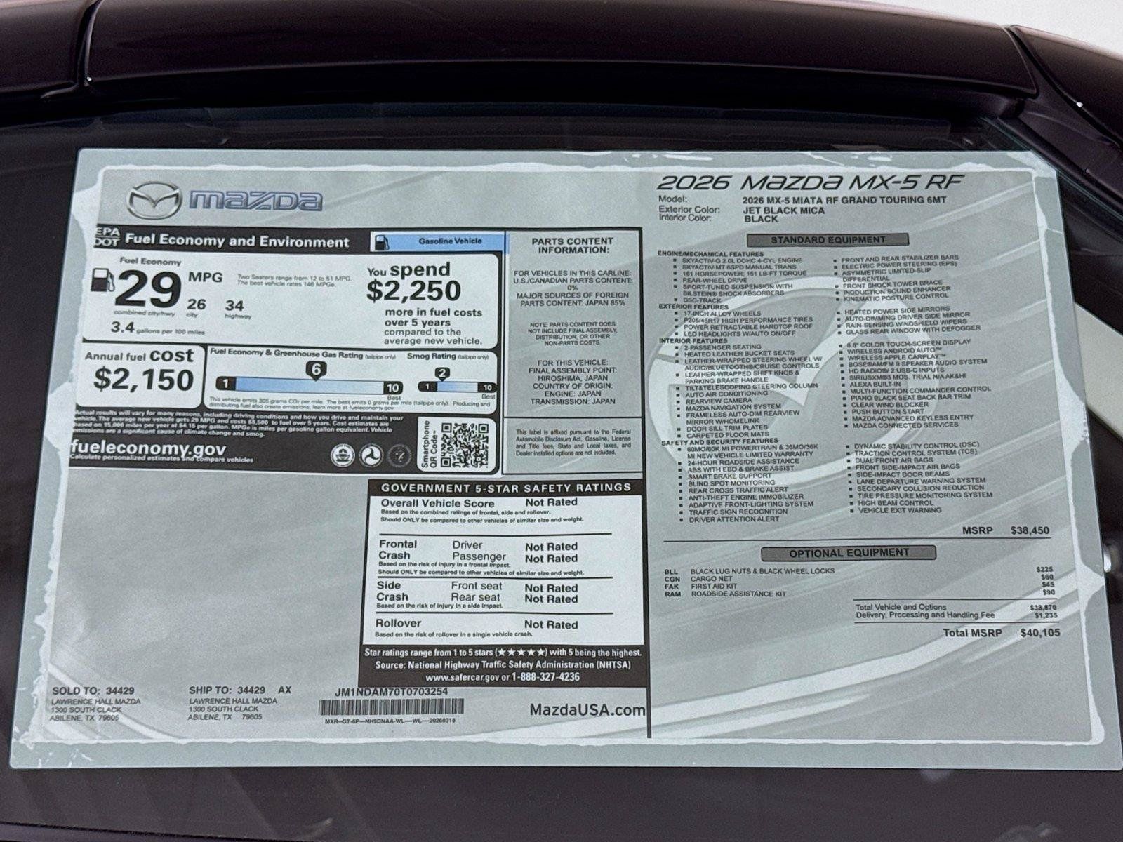 New 2026 MAZDA MX-5 Miata RF Grand Touring RWD image 17