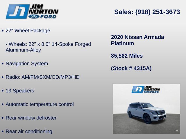 Used 2020 Nissan Armada Platinum w/ Platinum Reserve Package AWD/4WD image 8