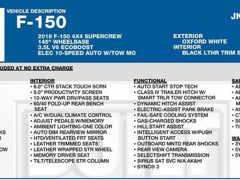 Used 2018 Ford F150 Lariat w/ Equipment Group 502A Luxury AWD/4WD image 16