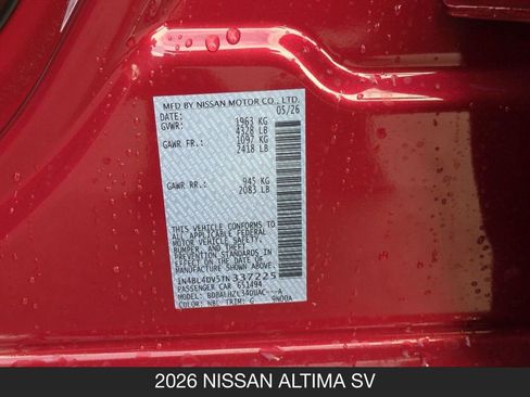 New 2026 Nissan Altima 2.5 SV FWD image 26