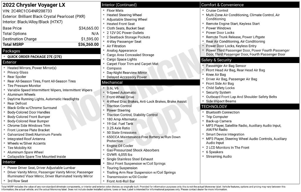 Used 2022 Chrysler Voyager LX FWD image 6