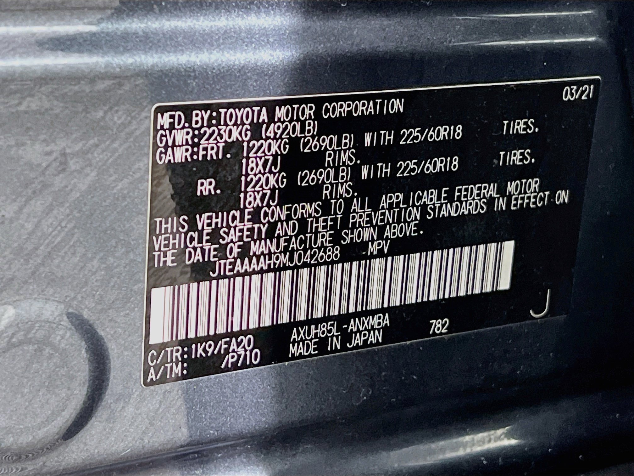 Certified 2021 Toyota Venza LE AWD/4WD image 26