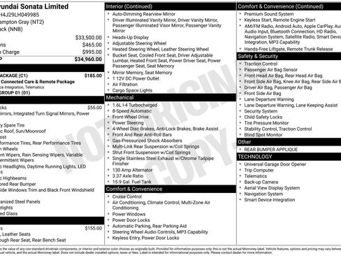 Used 2020 Hyundai Sonata Limited w/ Cargo Package FWD image 22