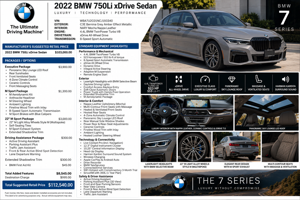 Used 2022 BMW 750i xDrive w/ Executive Package AWD/4WD image 58