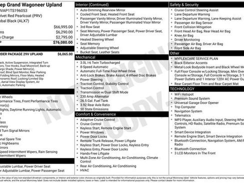 Used 2026 Jeep Grand Wagoneer 4WD w/ Quick Order Packge 29V Upland image 59