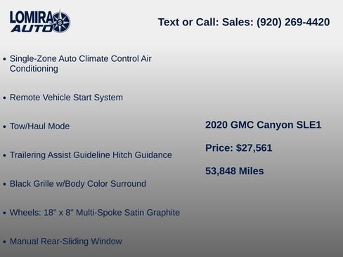 Used 2020 GMC Canyon SLE w/ Elevation Edition AWD/4WD image 9