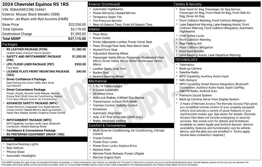 Used 2024 Chevrolet Equinox RS w/ RS Leather Package AWD/4WD image 6
