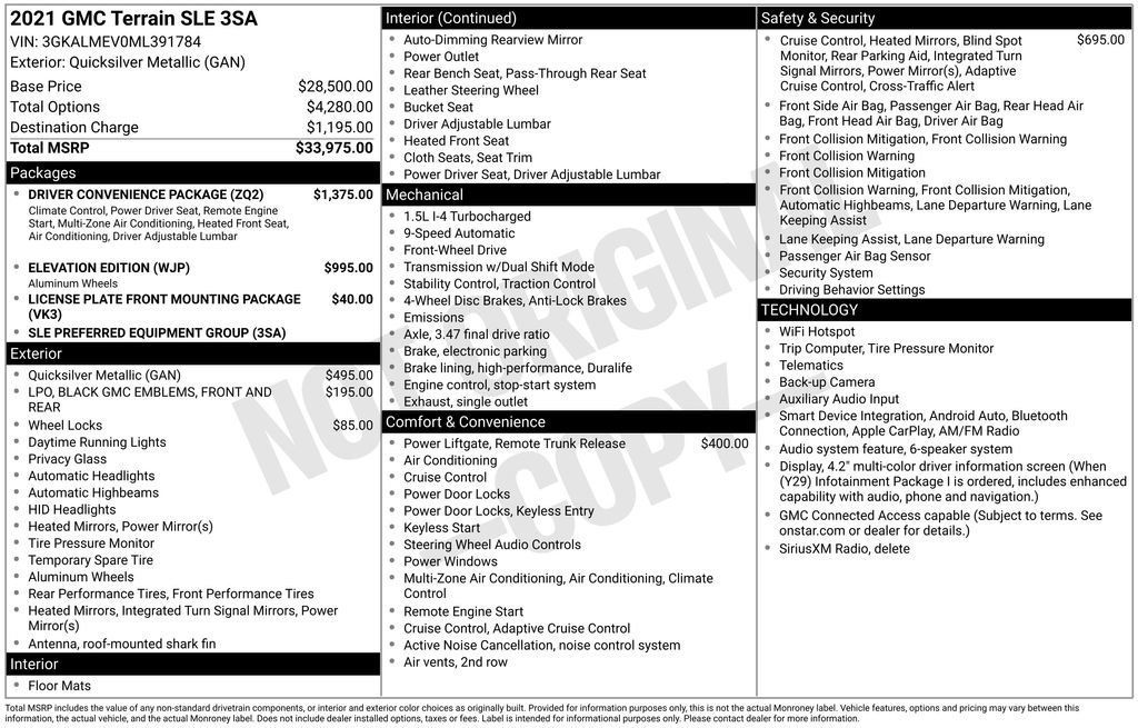 Used 2021 GMC Terrain SLE w/ Driver Convenience Package FWD image 11
