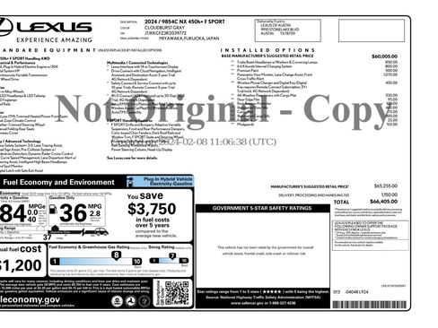 Used 2024 Lexus NX 450h+ F Sport w/ Vision Package AWD/4WD image 57