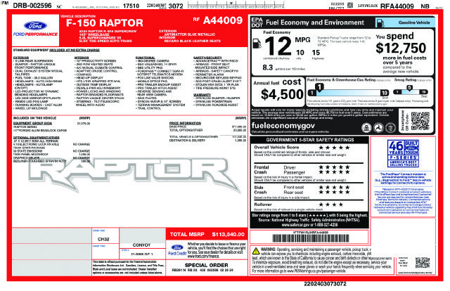 Used 2024 Ford F150 Raptor w/ Equipment Group 803A Raptor R AWD/4WD image 2