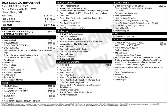 Certified 2025 Lexus GX 550 w/ Accessory Package (CT) AWD/4WD image 36