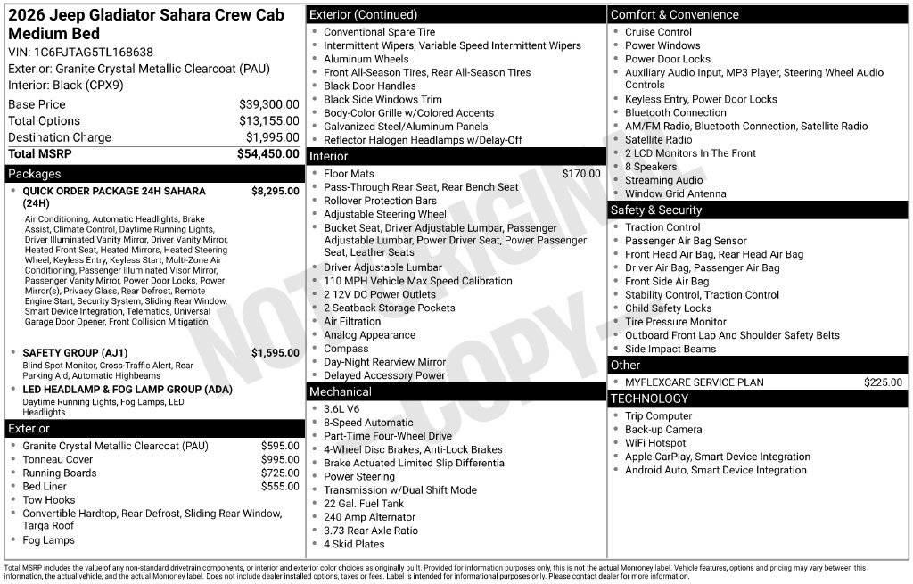 New 2026 Jeep Gladiator Mojave AWD/4WD image 7