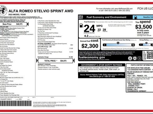 Used 2023 Alfa Romeo Stelvio Sprint AWD/4WD image 1