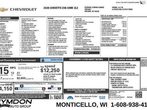 New 2026 Chevrolet Corvette Z06 w/ Stealth Interior Trim Package image 32