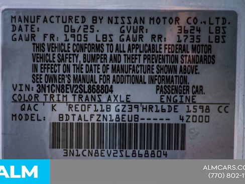 Used 2025 Nissan Versa SV w/ Trunk Package FWD image 46