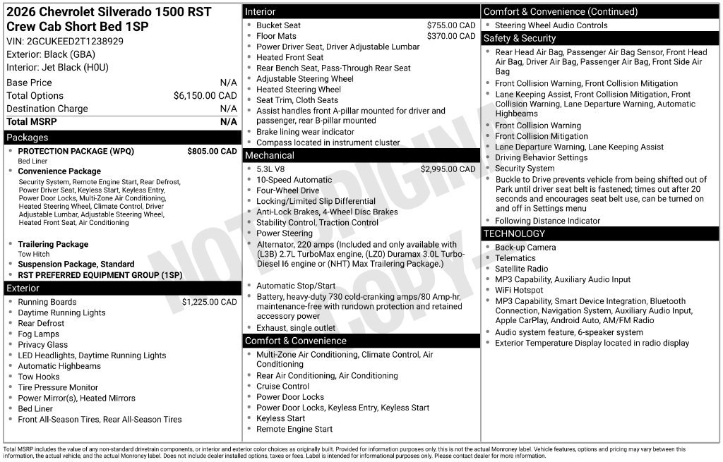 New 2026 Chevrolet Silverado 1500 RST w/ Protection Package AWD/4WD image 10