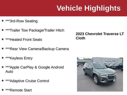 Used 2023 Chevrolet Traverse LT w/ Rear Camera Mirror Package AWD/4WD image 10
