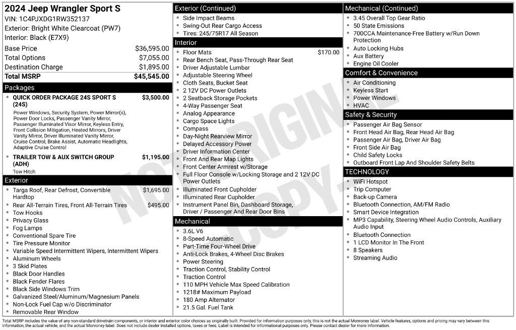 Certified 2024 Jeep Wrangler Unlimited Sport AWD/4WD image 40