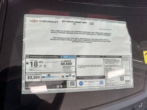 New 2027 Chevrolet Corvette Stingray Coupe w/ Z51 Performance Package RWD image 27