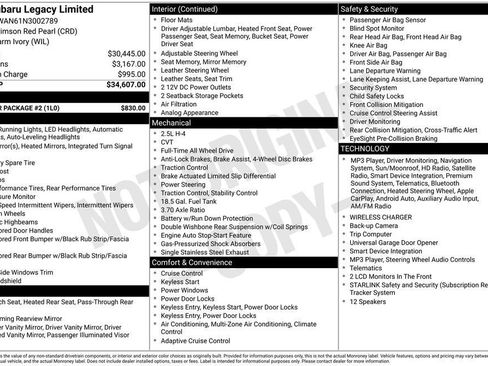 Used 2022 Subaru Legacy Limited w/ Popular Package #2 AWD/4WD image 5