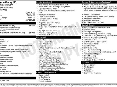 Used 2020 Toyota Camry LE w/ Convenience Package image 2