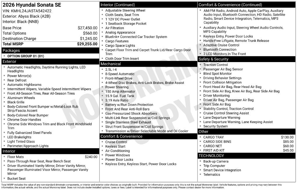 Certified 2026 Hyundai Sonata SE FWD image 35