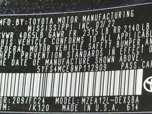 Used 2022 Toyota Corolla SE w/ Carpet Mat Package (TMS) FWD image 10