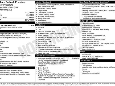 Used 2024 Subaru Outback Premium w/ Popular Package #1A AWD/4WD image 39