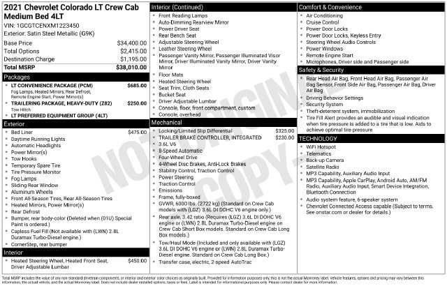 Certified 2021 Chevrolet Colorado LT w/ LT Convenience Package AWD/4WD image 42