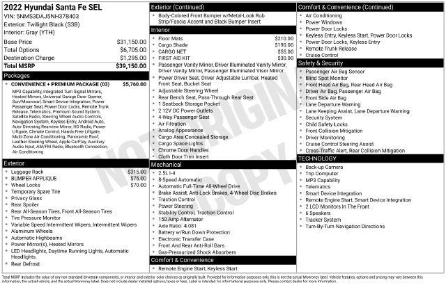 Used 2022 Hyundai Santa Fe SEL w/ Convenience + Premium Package AWD/4WD image 36