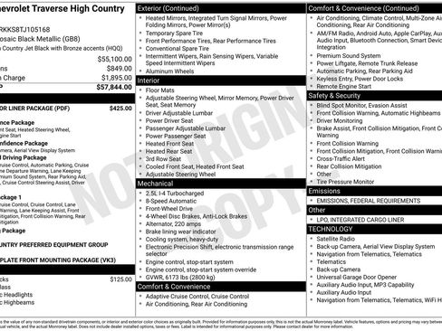 New 2026 Chevrolet Traverse High Country w/ LPO, Floor Liner Package image 10