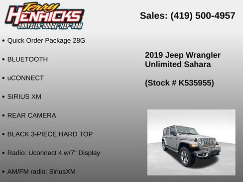 Used 2019 Jeep Wrangler Unlimited Sahara AWD/4WD image 12
