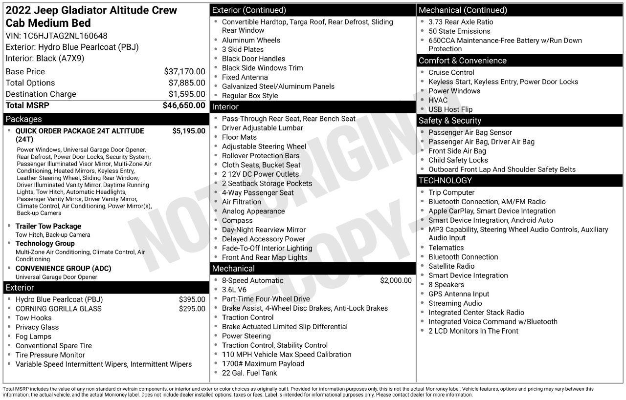 Used 2022 Jeep Gladiator Sport AWD/4WD image 3