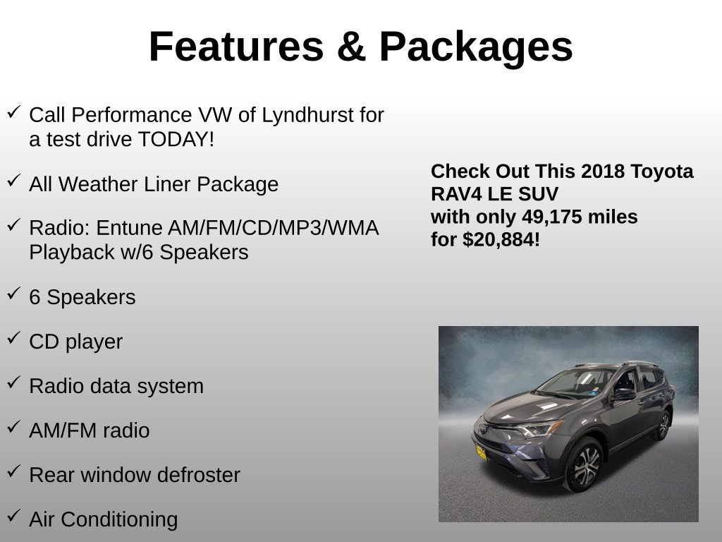 Used 2018 Toyota RAV4 LE w/ All Weather Liner Package AWD/4WD image 4