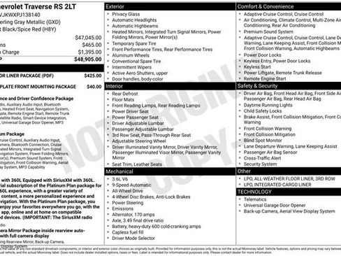 Used 2023 Chevrolet Traverse RS w/ LPO, Floor Liner Package AWD/4WD image 70