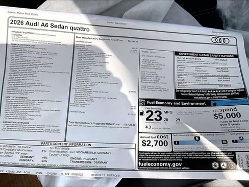New 2026 Audi A6 Prestige image 19