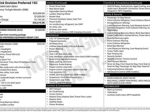 Used 2021 Buick Envision Preferred w/ Sport Touring Package image 10