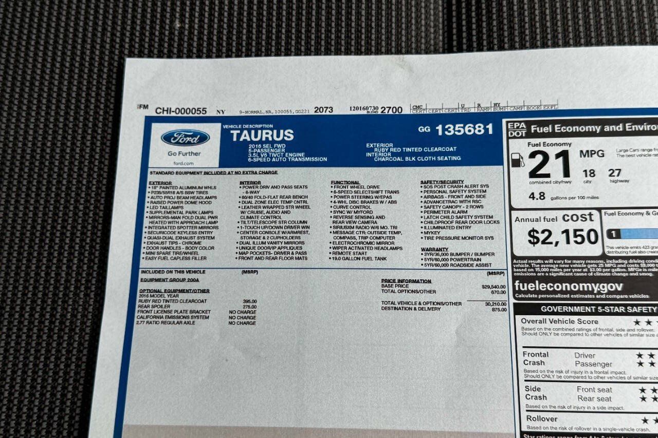 Used 2016 Ford Taurus SEL FWD image 29