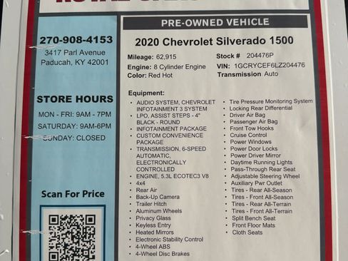 Used 2020 Chevrolet Silverado 1500 Custom Trail Boss w/ Custom Convenience Package AWD/4WD image 28