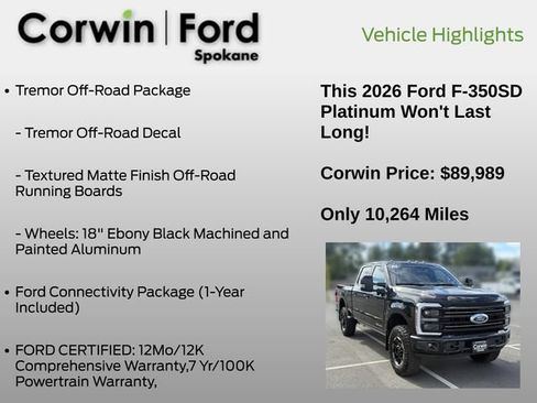 Certified 2026 Ford F350 Platinum w/ Tremor Off-Road Package AWD/4WD image 7